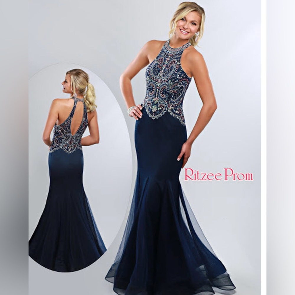 Ritzee Prom jeweled halter dress